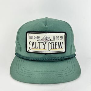 SALTY CREW Trucker Hat Cap Rope Find Refuge In The Sea Adjustable Snapback Green
